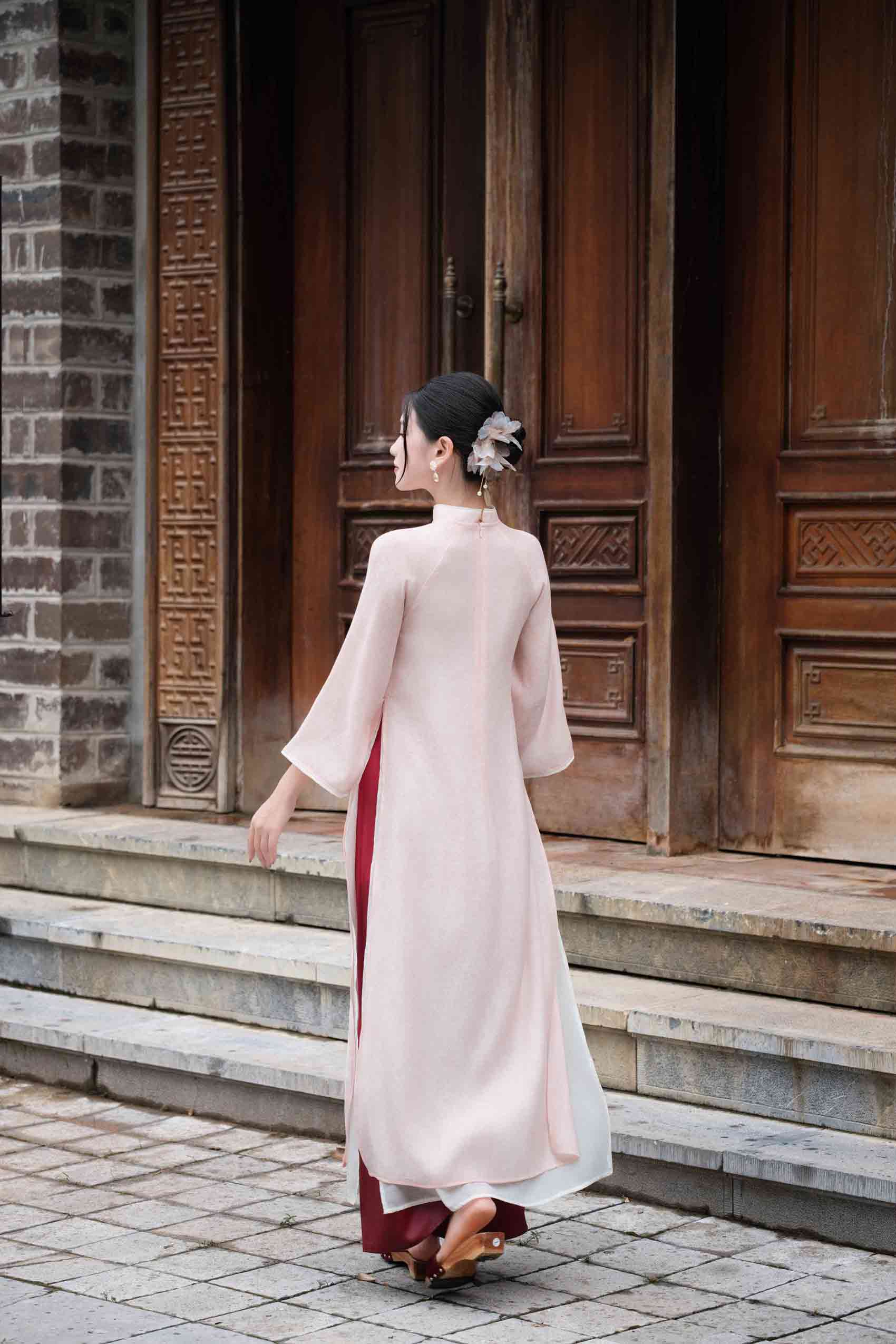 BST Mộc Miên áo dài hồng phấn 